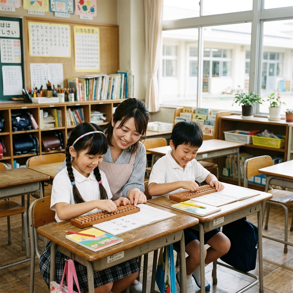 そろばんに取り組む子どもたち