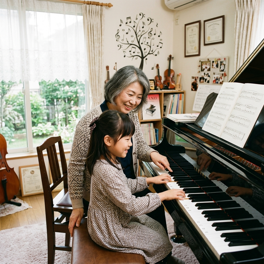 子どものピアノレッスン風景